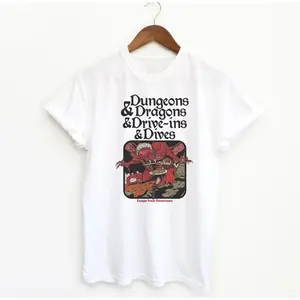 Dungeons and Dragons and Drive Ins and Dives Funny T-Shirt, Dragon Comfort Colors Graphic Tee, Vintage Food T Shirt