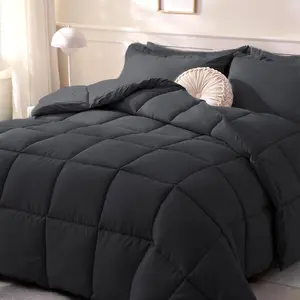 Comforters Queen Size, Duvet Insert,Black All Season Duvet, Lightweight, Down Alternative Hotel Comforter with Corner Tabs (Black, Queen 88x92 Inches)