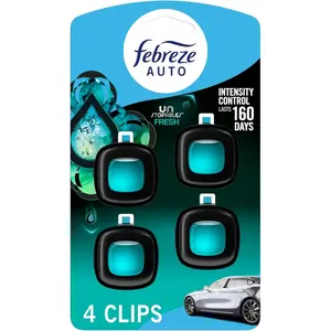 Unstopables Fresh Scent Automotive Vent Clip Air Freshener - 4 Count, 0.07 fl oz, Odor-Fighting, Long-Lasting for Strong Odors, Scented Car Accessory
