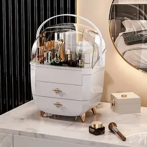 Elegant Light Luxury Vanity Storage Box, Portable Large Size Cosmetic Organizer, Stylish Desktop Display Rack for Lipstick, Facial Masks & Beauty Accessories