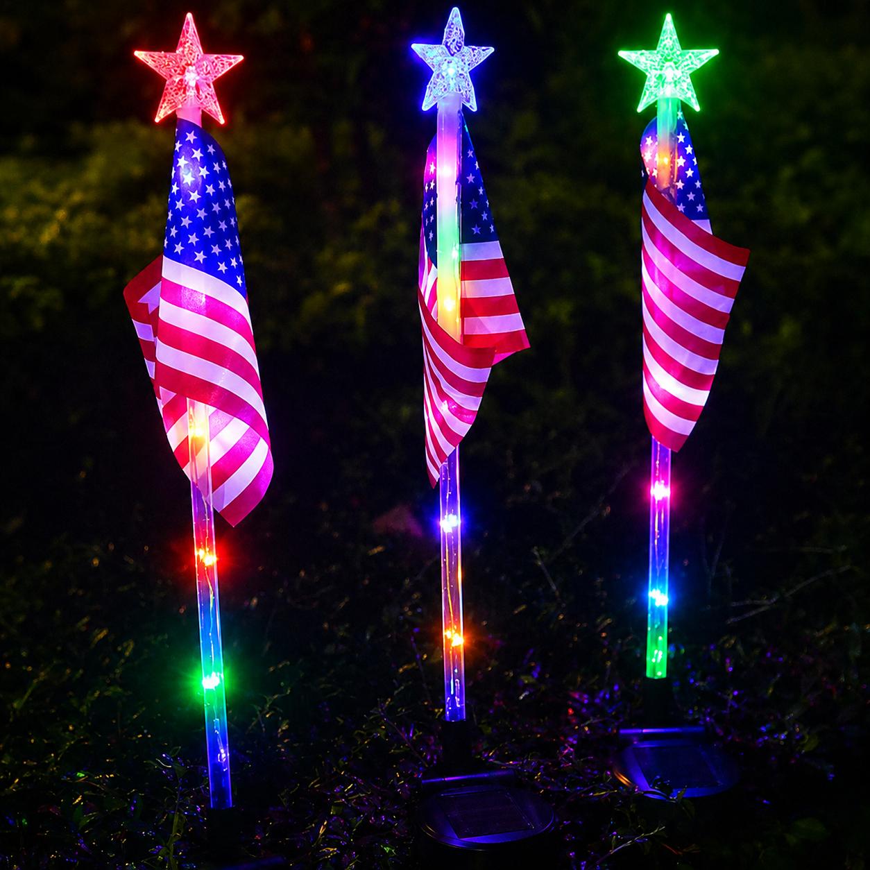 4Pcs American Flag Lights,Solar LED Lights,Solar LED String Lights,Waterproof Led Patriotic Flag Light of The United States for Yard,Garden Decoration,July 4th Independence Day,Labor Day, Festival,Holiday,Party Decoration,Christmas Decorations tiktokshops