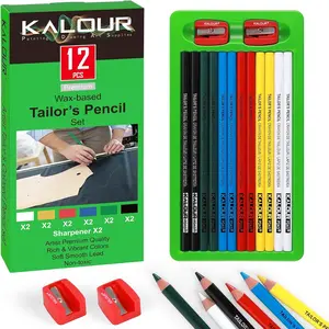 Tailor's Pencil Set, 12pcs/box Sewing Fabric Pencil & Fabric Marker Pen with 2 Counts Sharpener, Dressmaking Supplies, Sewing Tools, Sewing Supplies Crafts for Home School Office