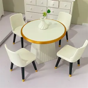 1:12 Scale Table and Chair Set for Bjd/ob11 Dolls, Brick/pla Material, Miniature Scene Decor, Photography Prop, Dollhouse Accessory