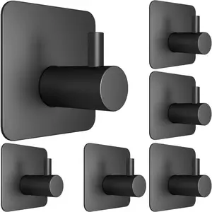 PLL 6 Pcs Adhesive Wall Hooks for Hanging - Waterproof Shower Hooks, Heavy Duty Towel Hooks for Bathrooms, Kitchens, and Offices