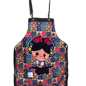 Artisanal Colorful Aprons with Vibrant Patchwork Design and Adorable Character Print for Kitchen and Crafting