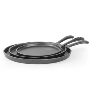 Commercial Chef Round Cast Iron Griddle Pan 3-Piece Set â 8-inch, 10-inch, and 12-inch - Pre-seasoned Griddle Cast Iron Cookware