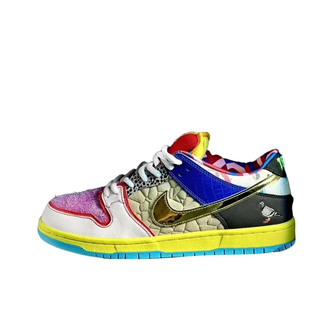 Unisex Multi-Color Patchwork Low Top Sneakers, Mixed Material Upper, Lace Up Streetwear Shoes, Cushion Sole for Sports and Daily Wear