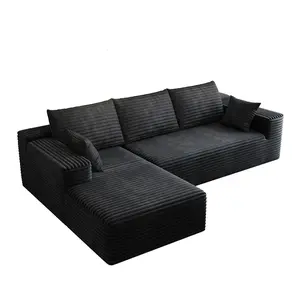 Boneless Sectional Couch - Modern Minimalist Sofa, Cotton Comfy Minimal Chic Frameless Cloud-Shaped Living Room Furniture, 95x35.8x28in Indoor Sofa