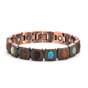 Pure Copper Magnetic Bracelet for Women 3500 Gauss Arthritis Relief Adjustable Beaded Design Trendy Stack Bangle with Free Tool High-Quality Materials