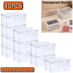 10PCS Transparent Poker Card Storage Box,with Buckles, Stackable, Adhesive-Free Sealed Dustproof, Universal for Board Games, Cards, Business Cards, Classification And Organization Household Storage Tool