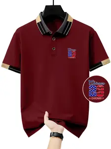 Casual Fashion Men's Chicago Number and Letter Printed Short Sleeve Polo Shirt for Daily Commuting Business and Casual Wear