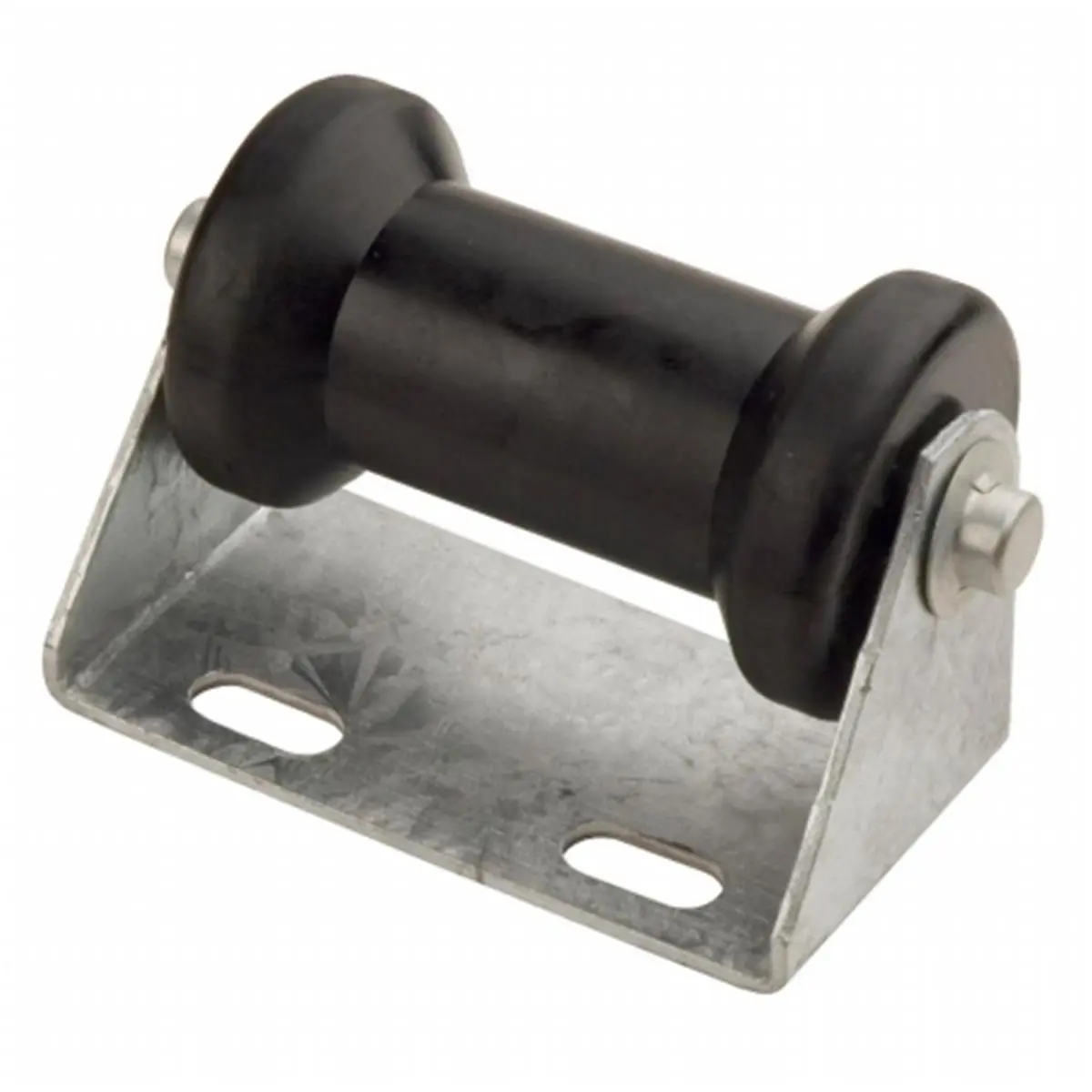 212 MAIN Stationary Keel Roller Assembly, Galvanized Tongue Hardware for Kayaking, 3 in. Diameter Black Roller, 0.7 in. Shaft, 0.13 in. Thick, Natural Rubber, Water Sports, Bracket Assembly, 0.5 In. Hole Slots, Keel Roller Bracket