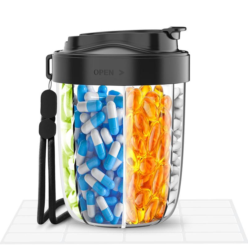Portable Pill Dispenser Bottle, Vitamin Medicine Organizer with 7 ...