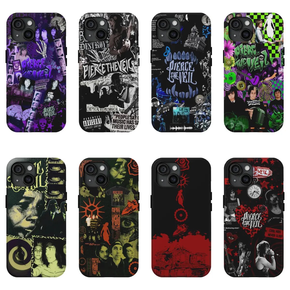 Pierce the Veil Band Character Print Phone Case for iPhone 17,16,15,14,13,12,11 Pro Max Plus Air, Durable Anti-Fall Protection Casing, Unique Fashion Accessories Cover Gift, Smartphone, Cellphone