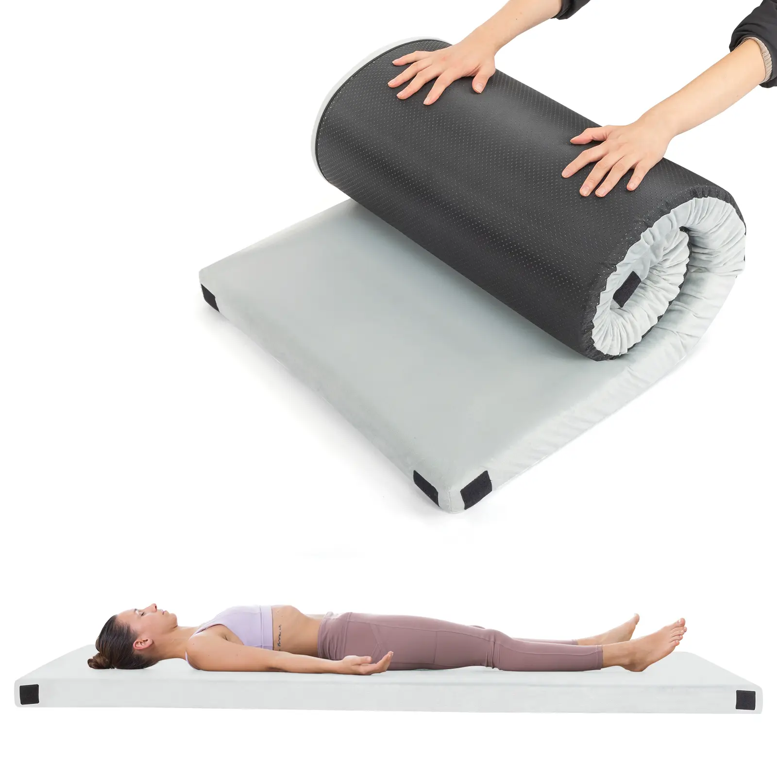 Memory Foam Camping Mattress Pad, Sleeping Mat, Portable Roll Up Mattress for Adults, Camping Bed Pads for Sleepover, Car Bed with Travel Bag