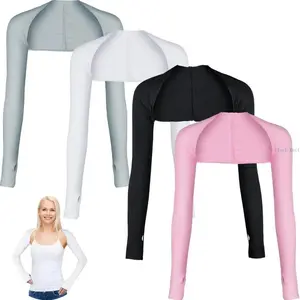 4-Piece UV Protection Sun Cooling Cape & Compression Arm Sleeves Set, Ice Silk Summer Cooling Sleeves for Golf & Outdoor Sports, Elastic Sun Protection Arm Cuffs & Shaper