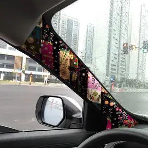 Jdm Car Interior a Pillar Modification Kit, Universal Style Upgrade, Self-Adhesive Elastic Fabric Patch, Floral Pattern, DIY Customization, Car Interior Decor