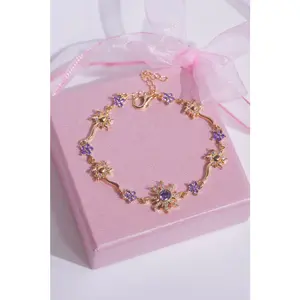 Sun Flower Purple Zircon Gemstone Bracelet-Light of Freedom-Fairytale Princess Bracelet