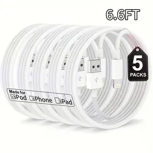 5-Pack USB a to Lightning Data Cable, Charging Cable for iPhone 14 Pro Max/13/12/11/XS/XR/iPad, Reliable USB Data Cable