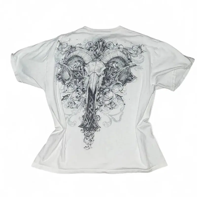 Men's Affliction Elite Oversized Graphic Tee, Breathable Cotton Loose Tops, Menswear, Print, Shortsleeve, Casual, Goth, Loose Fit, Clothes, Symmetric Print