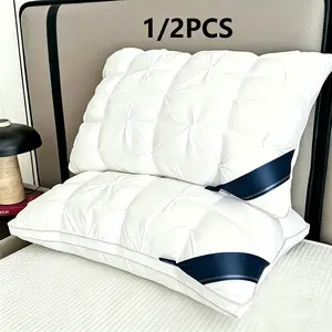 1/2 pieces  Luxury pillows of five-star hotel quality, deep sleep neck support, all-weather high pillow core that prevents sagging, hypoallergenic polyester pillowcase, modern pillow shape design | Soft texture surface, sleep aid pillow, neck pillow, gift