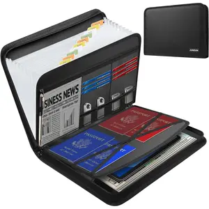 Accordion File Organizer - Fireproof Accordion Folder with Zipper & Labels - 13 Pocket Expanding File Folder with Multi-Pockets Document Organizer for Letter A4 Files Receipt and More
