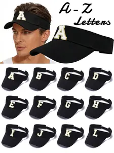 1pc Unisex A-Z 26-Letter Red Color Sports Visor Hats Women Men Adjustable Empty Sun Top Hat Visor for Tennis Baseball Golf Athletic Cycling Running
