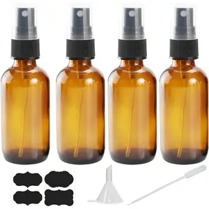 4 oz  Glass  Bottles for Essential Oils, Small Empty Fine Mist  Bottle,4 Pack with Funnel Dropper