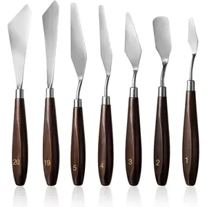 7Pcs Spatula Palette Knife Painting Knife Set Stainless Steel Drawing Scraper Painting Knives Pallet Knives Painting Accessories for oil, Canvas, Acrylic Painting