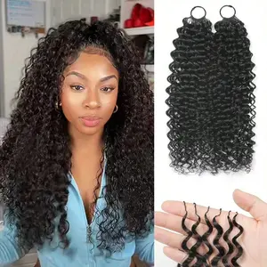 Feather Crochet Human Hair Kinky Curly Knotless Human Crochet Hair Bundles  Pre-Divided Burmese Curly Knotless Crochet Human Hair With Loop For Braidin