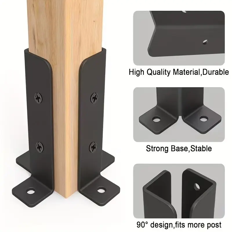 2-Piece Adjustable Metal Deck Post Anchor Bracket Set, Durable Fastener Support for Mounting, Fits Posts 1.5x1.5 to 2x2 in, Easy Install