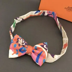 Pre-owned Hermes Noeud Papillon Silk 100% Bow Tie MultiColor 10632509934/977191