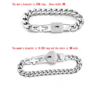 ins Simple 304 stainless steel couple bracelet Titanium steel 18K gold concentric lock key bracelet wholesale