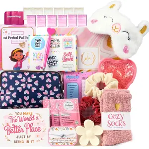First Period Pal Pack Gift Box | First Period Kit for Tweens & Teens | Pads, Panty Liners, Confidence-Boosting Essentials, First Period Gift Box & Discreet Bag (Hearts)