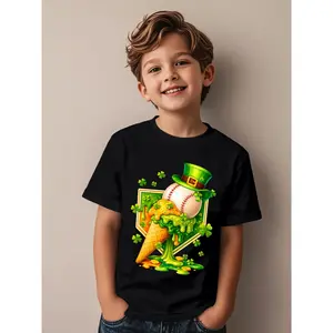 Drip Ice Cream St Patricks Day Baseball Shamrock Funny Aesthetic Graphic Kid T-Shirt Casual Kid T Shirts Trending Tees Tops for Kid
