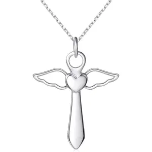 Guardian Angel Wings Cross Necklace Stainless Steel Cross Necklace Jewelry Gifts for Women Teen Girls