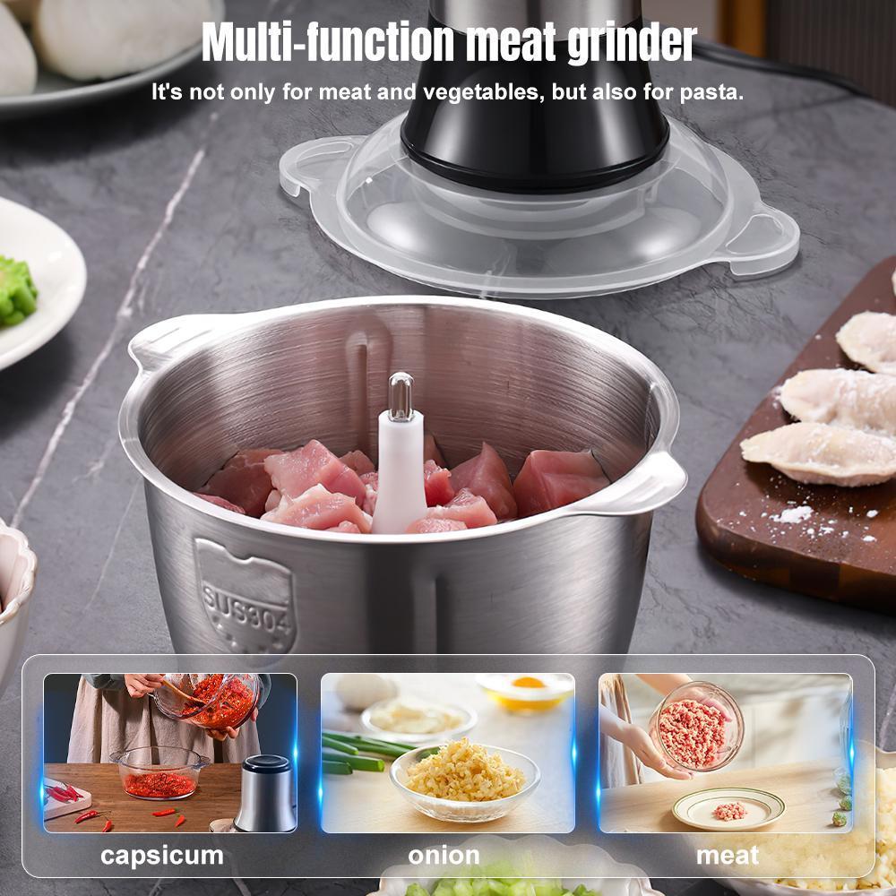 Food Processor, Meat Grinder Electric Food Chopper with 4 Large Sharp Blades for Meat, Fruits, Vegetables, Baby Food, Nuts, 2 Speed, 300W