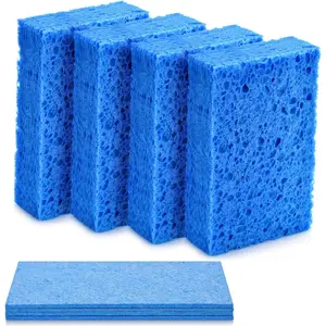 4PCS Compressed Kitchen Sponges for Household Use, Zero Scratch Scrub Dish Sponge Kitchen, Dual Sided Multipurpose Cleaning Sponges for Dishes, Kitchenware, Dishwashing Brushes, Save Space