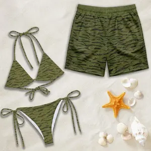 Camo Tiger Bikini Set, Green Animal Print Swimwear, Beach Party Outfit, Gift for Girlfriend/ Boyfriend BZR
