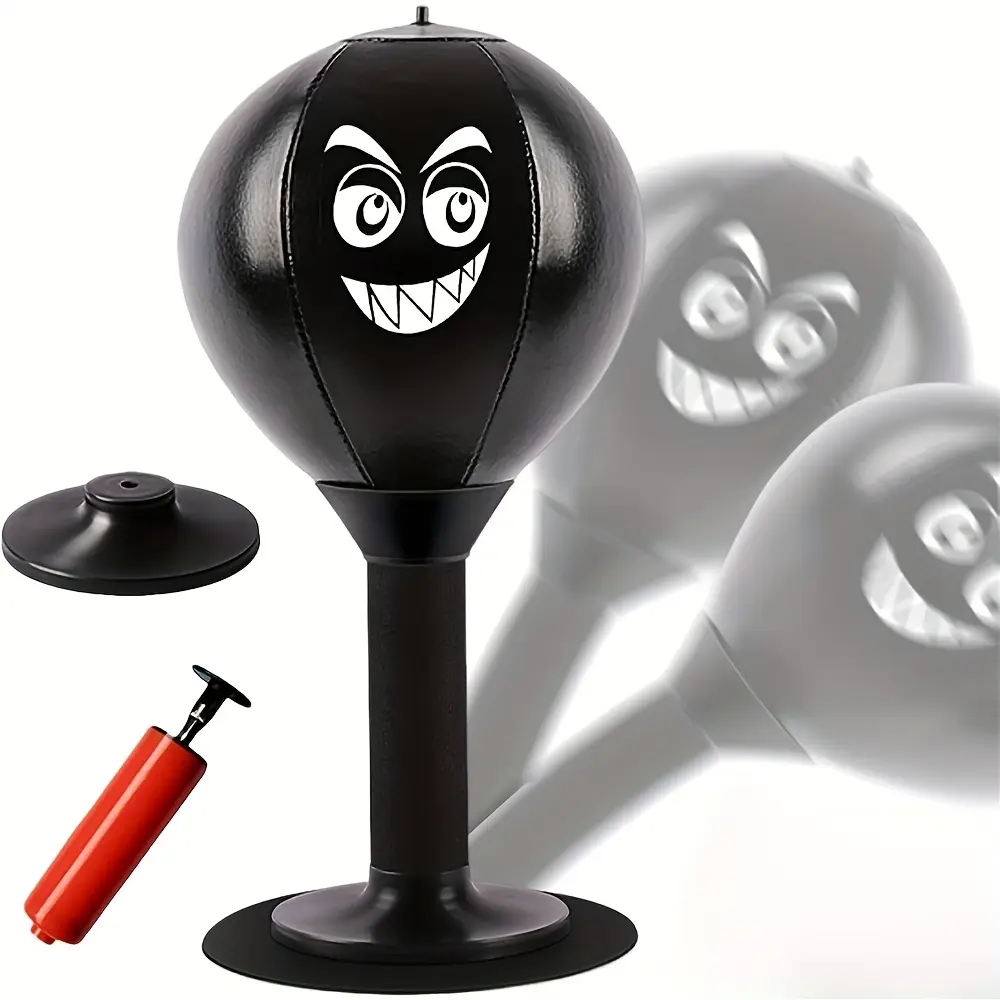 Desktop Punching Bag with Suction Cup, Office Desk Stress Relief Fidget Toy, Decompression Ball, Fun Gift for Colleagues and Friends, Boo Stress Ball