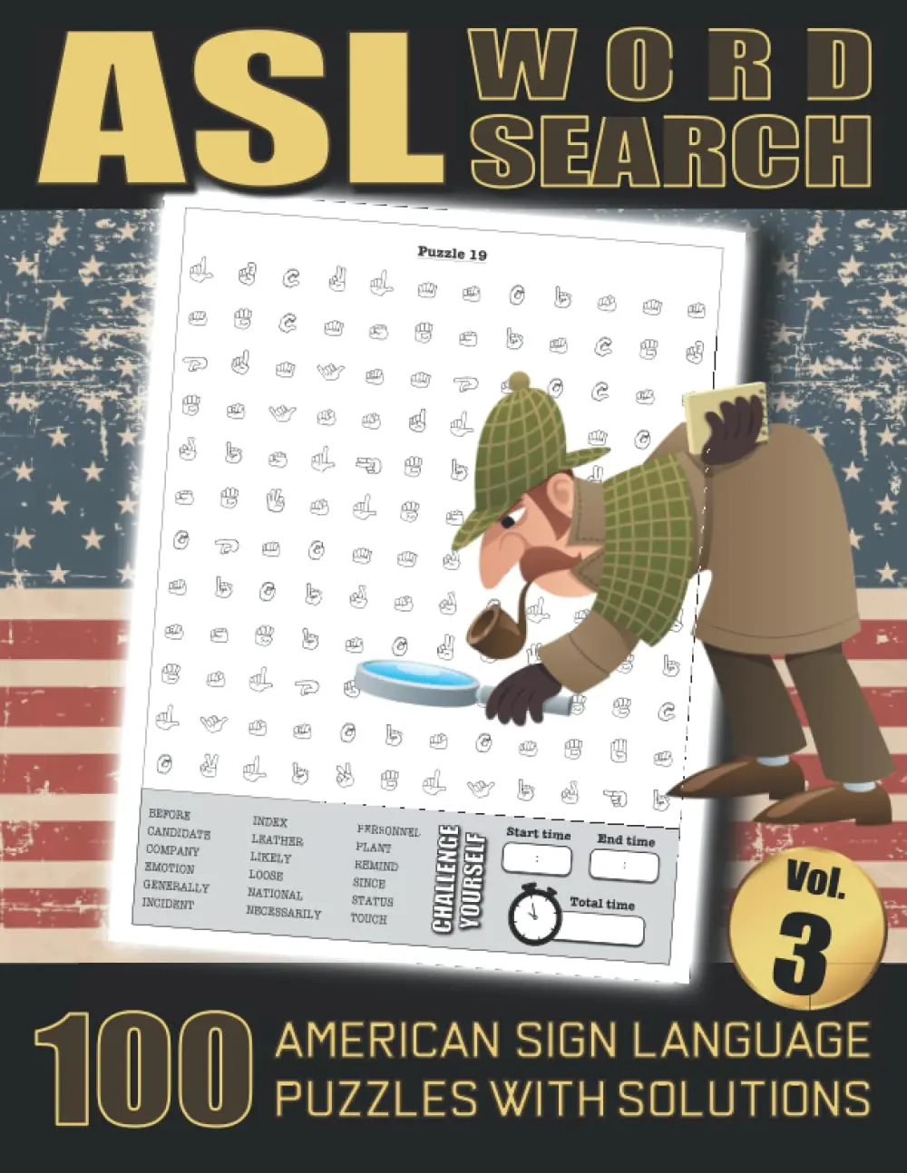 ASL Word Search - 100 American Sign Language Puzzles With Solutions Vol 3: Large Print Fingerspelling Alphabet Games Book For Adults - Perfect ASL Gift For Beginners or Fluent Signers