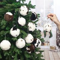 12 Pcs Plush Cowhide Printed Ball Set