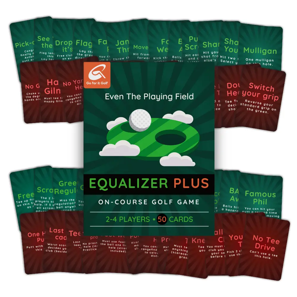Equalizer Plus: On-Course Golf Card Game - Entertaining Interactive Fun Game for Every Hole, Skill-Level Equalizing Cards - Ideal for Golfers of All Skill Levels - Perfect for Bachelor Party, Friends & Family Gathering Fun