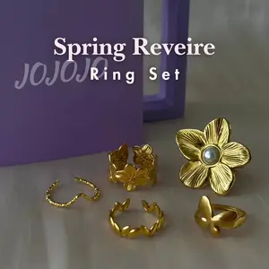 JOJOJO｜Spring Styling Ring Set – Complete the Look | 5-Piece Gold-Tone Rings