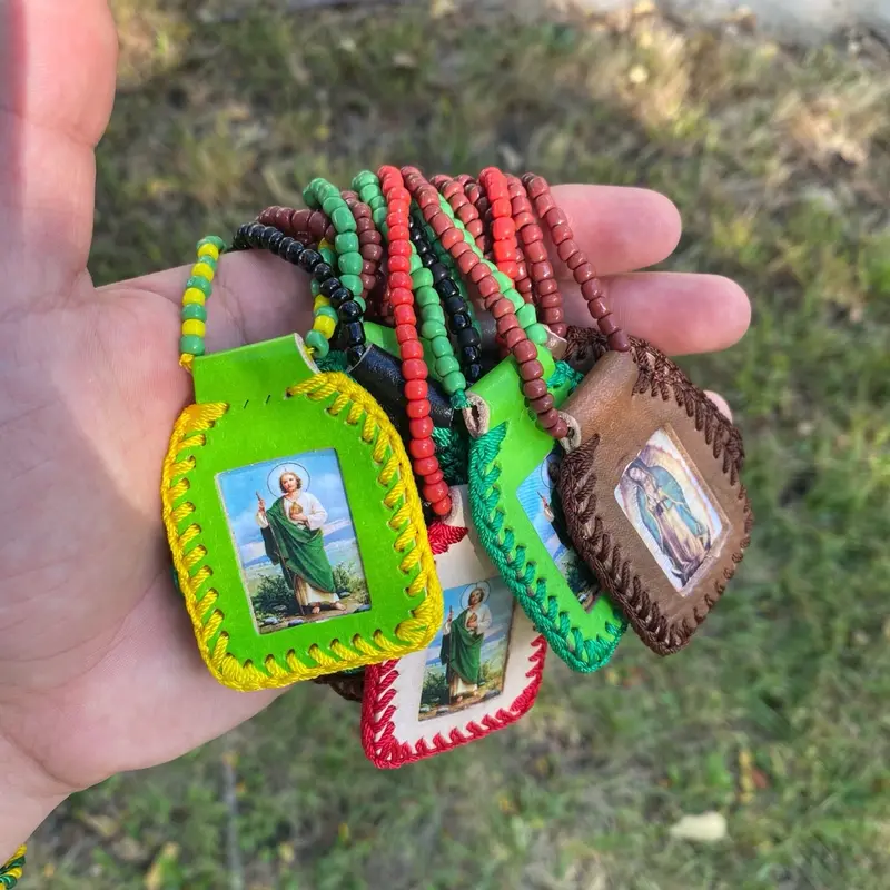 Religious Scapulars Decor Ornaments - Featuring Virgin of Guadalupe and St. Jude Thaddeus Images Gift