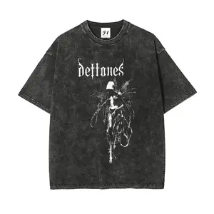 Unisex Deftones Retro Heavy Metal Graphic Vintage Washed T-Shirt  – Rock Band Style Short Sleeve Tee