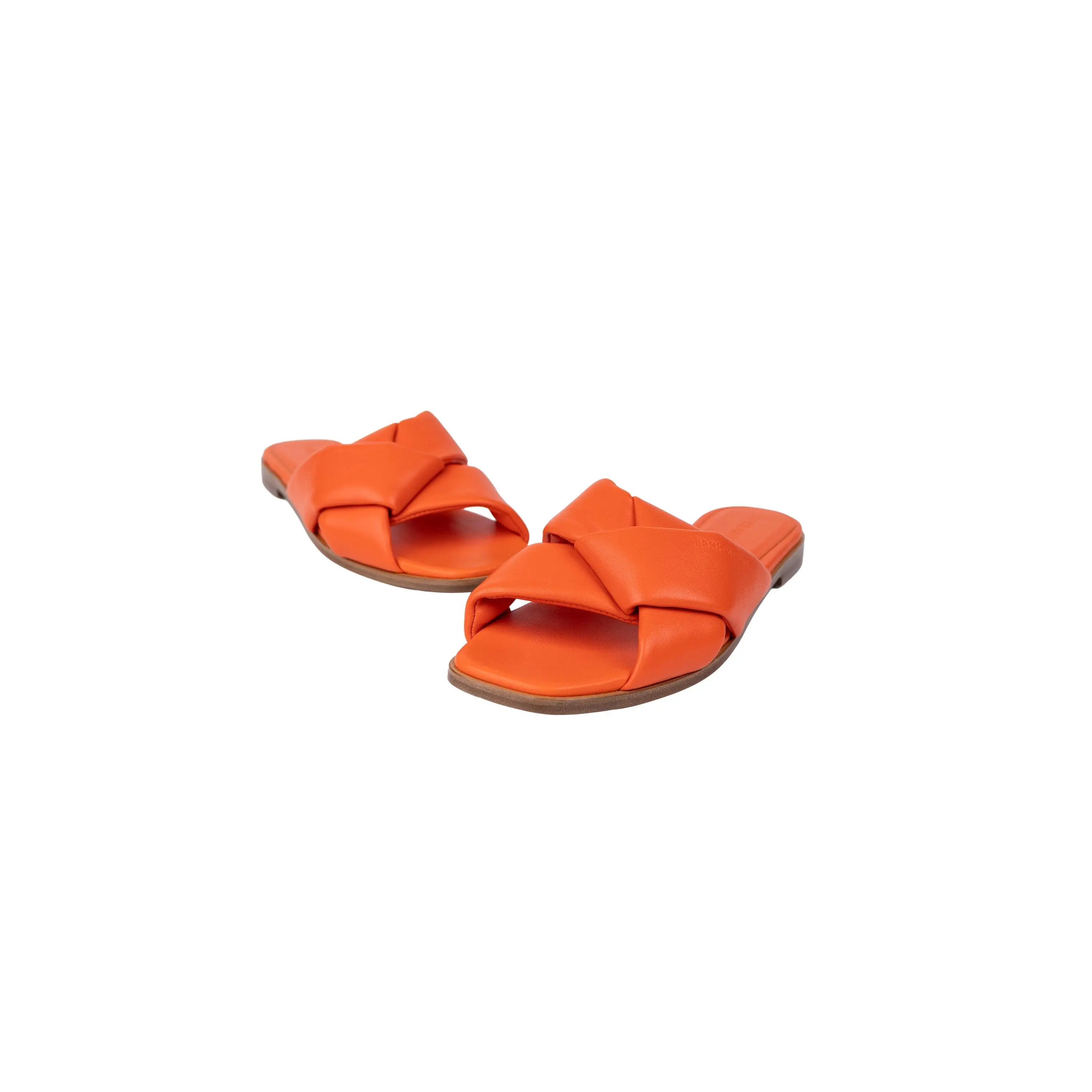 Salvatore Ferragamo Orange Leather Alria Crossover Sandals Size 7.5