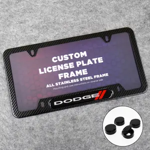 Front or Rear Carbon Fiber Texture License Plate Frame Protect Cover Fit Dodge Decorate Accessories Gifts