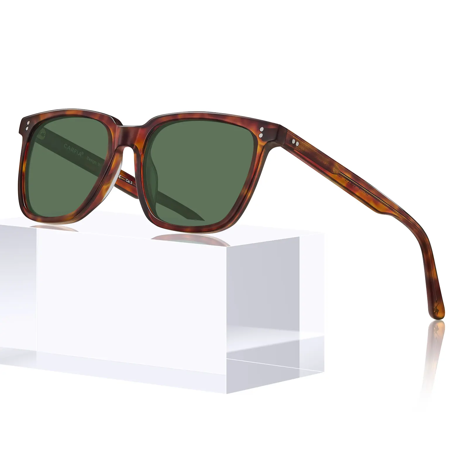 CARFIA Male Square Sunglasses, Polarized Acetate Frame, Outdoor Sport Shades with Anti-Glare Lenses and UV400 Blocker for Driving, Outdoor Sport Sunglasses, Men's Sunglasses
