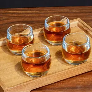 Set of 6 Handmade Glass Tea Cups, Heat-Resistant Crystal Glass, Ideal for Family Gatherings, Perfect for Gongfu Tea, Home Decor